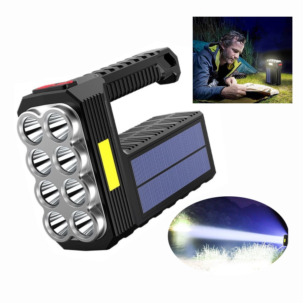 KEINXS Solar Rechargeable Portable Searchlight Household 8 LED Handheld Emergency Multi-function Flashlight Outdoor Emergency Marine Boat Search Light