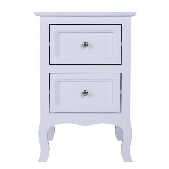 KEINXS Spray-painted white two drawers N001 pastoral style bedside table