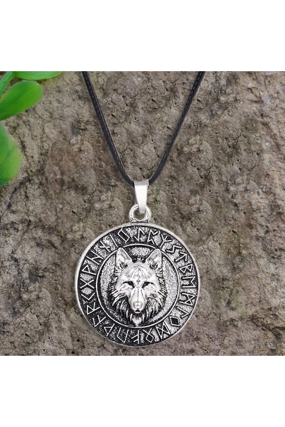 Vintage Mens Wolf  Animal Head Pendant Necklace Viking Amulet Gifts Jewelry