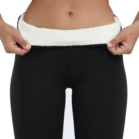 KEINXS Women Fleece Lined Leggings Elastic High Waist Comfy Fuzzy Plush Thick Lined Tight Pants Winter Warm Wool Bottoms