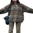 thumbnail image 1 of KEINXS Women Y2k Striped Sweater Pullover Oversized Vintage Knitted Jumpers Sweatshirt Fairycore Preppy Knitwear, 1 of 8
