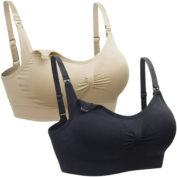 KEINXS Womens Seamless Sleep Nursing Bra for Breastfeeding Clip Down Maternity Bras Pack of 2