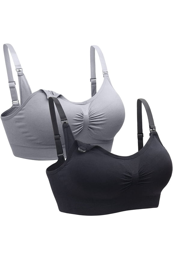 Womens Seamless Sleep Nursing Bra for Breastfeeding Clip Down Maternity Bras Pack of 2