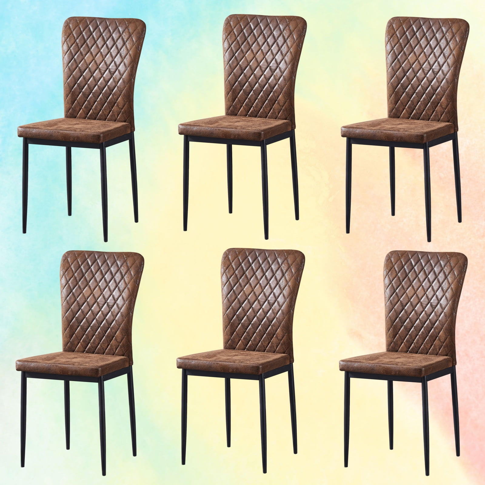 KEIVVAKN Suede Brown Dining Room Chairs Set of 6 Kitchen Chairs — free download