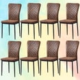thumbnail image 1 of KEIVVAKN Suede Brown Dining Room Chairs Set of 8 Kitchen Chairs Eergonomic Upholstered Padded Seat Metal Frame High Back Armless, 1 of 8