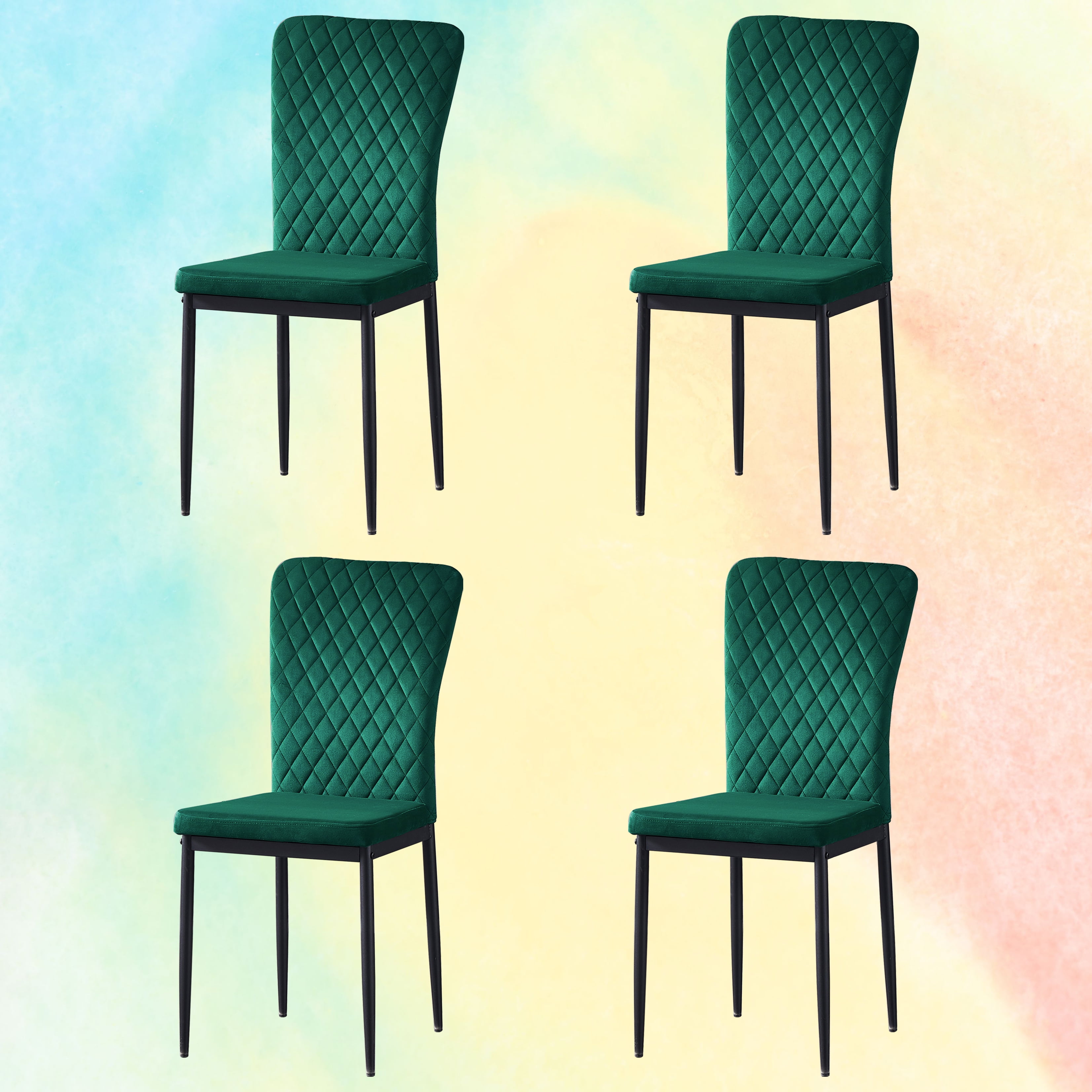 KEIVVAKN Velvet Green Dining Room Chairs Set of 4 Kitchen Chairs ...