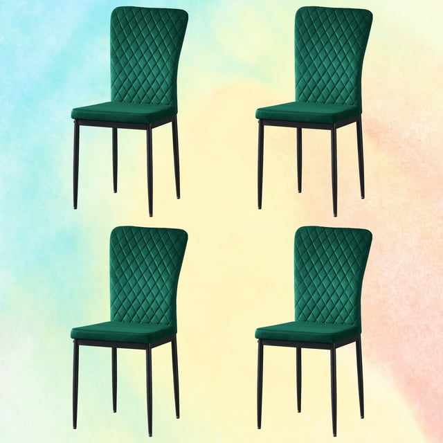 KEIVVAKN Velvet Green Dining Room Chairs Set of 4 Kitchen Chairs