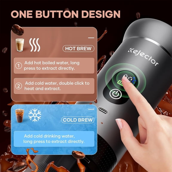 KEJECTOR Portable Espresso Machine - 684g Electric Coffee Maker for Camping, Hiking, Travel, Home & Office