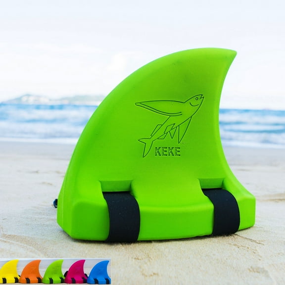 KEKE Back Float Swim Fin Trainer with Elastic Strap, Wearable Shark Fin Swim Float, Buoyancy Foam for Kids Children Toddler Swimming Safety, Green