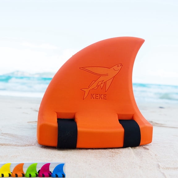 KEKE Back Float Swim Fin Trainer with Elastic Strap, Wearable Shark Fin Swim Float, Buoyancy Foam for Kids Children Toddler Swimming Safety, Orange