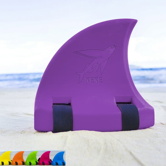 KEKE Back Float Swim Fin Trainer with Elastic Strap, Wearable Shark Fin Swim Float, Buoyancy Foam for Kids Children Toddler Swimming Safety, Purple