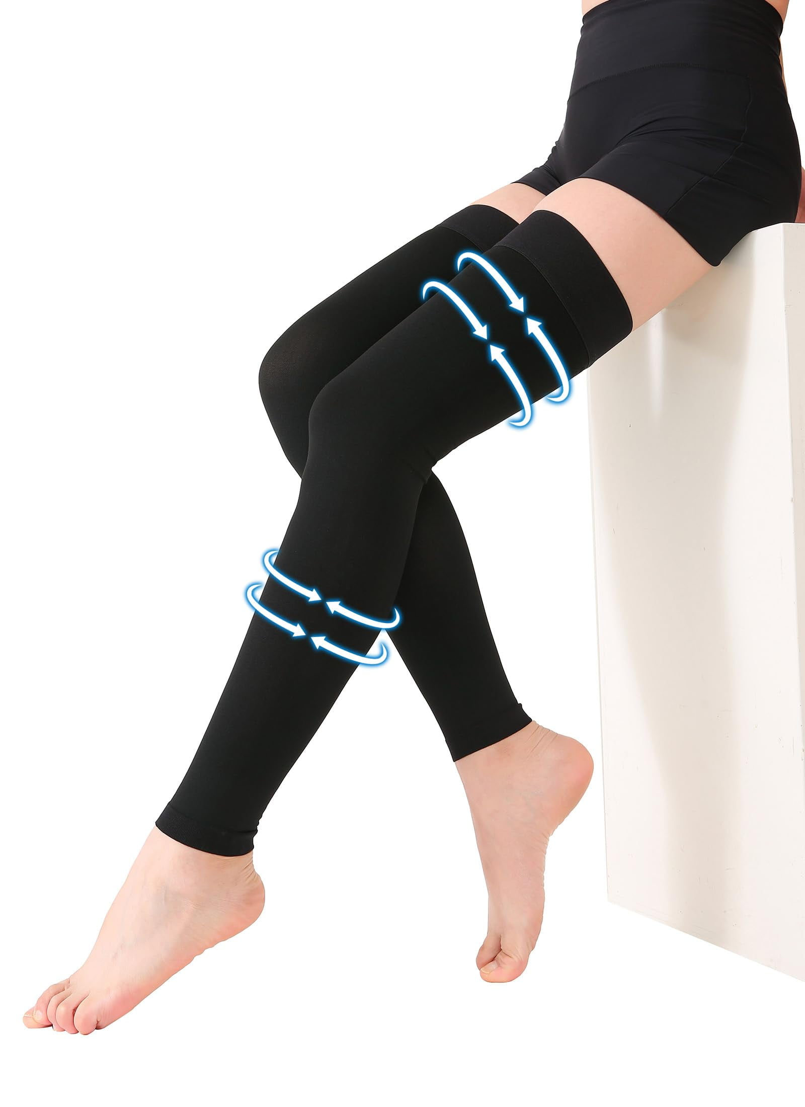 KEKINGÂ® Thigh High Compression Stockings Footless, Unisex, 2030mmHg