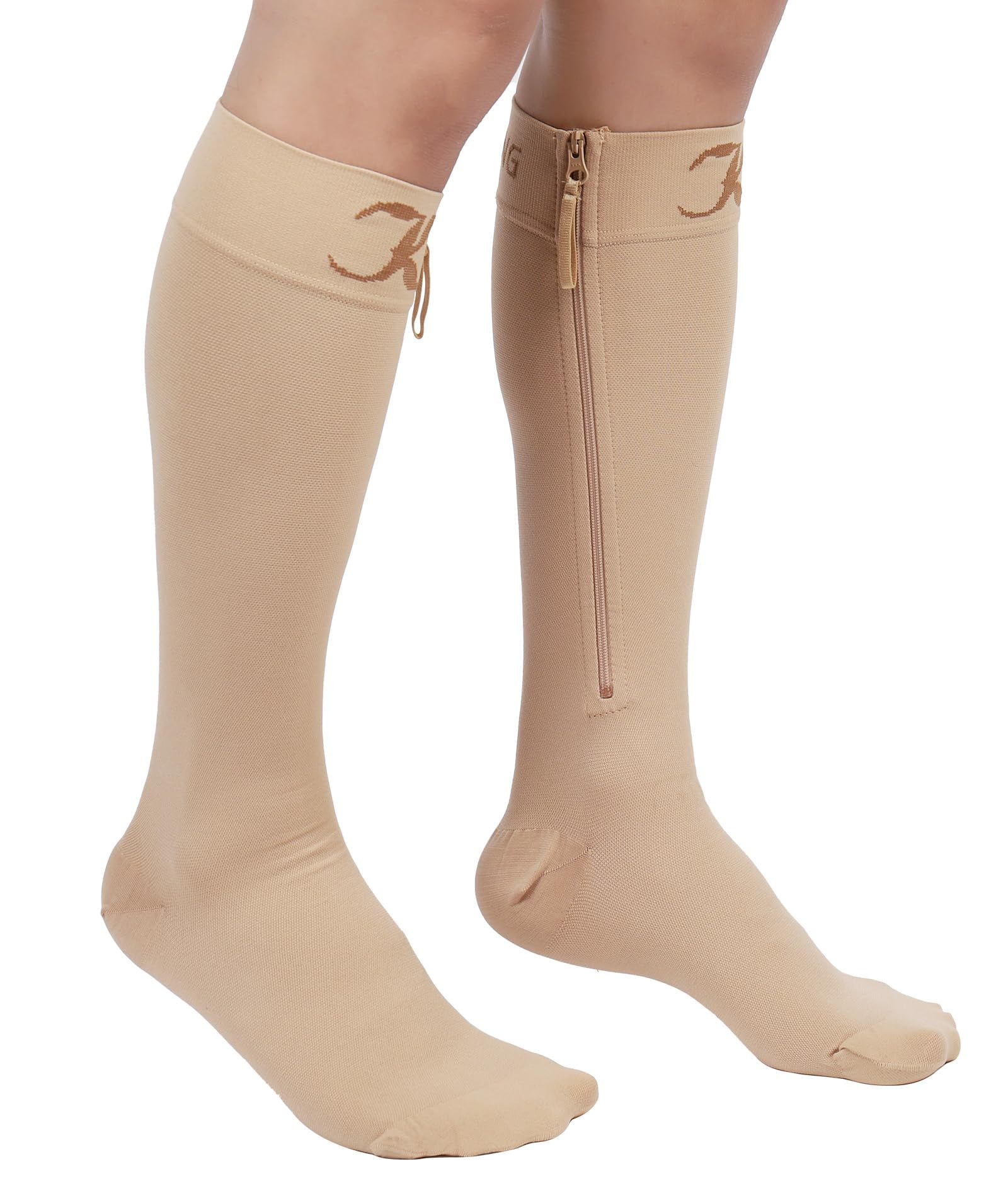 KEKINGÂ® Zipper Compression Socks for Men Women, Closed Toe, 2030mmHg