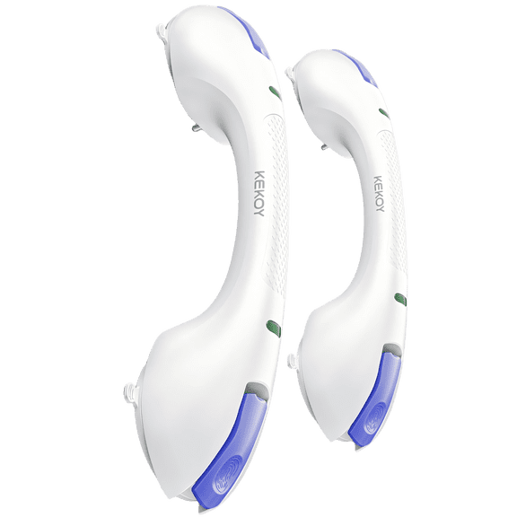 KEKOY 17.5 Inch Suction Grab Bar - 2 Pack Heavy Duty Shower Handle with Safety Indicator, No Drilling Removable for Bathtubs Showers, Ideal for Seniors Elderly & Handicap, Purple