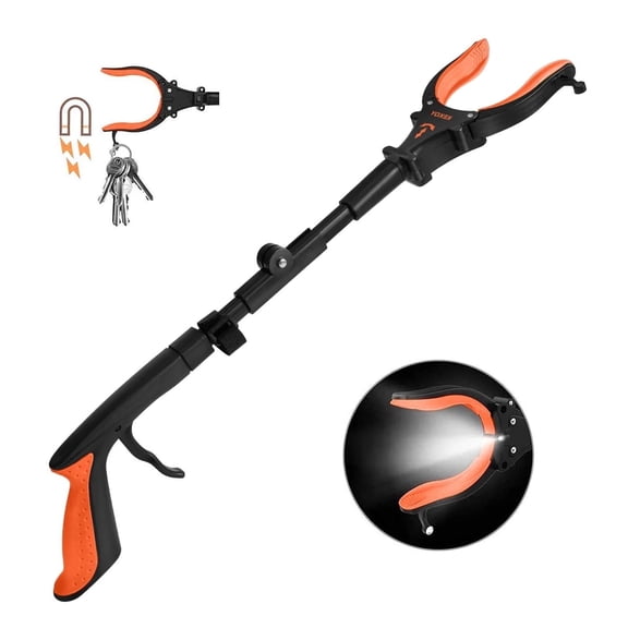 KEKOY 22" Reacher Grabber Tool with Headlight, Reaching Aid Tool for Trash Pick up, Orange