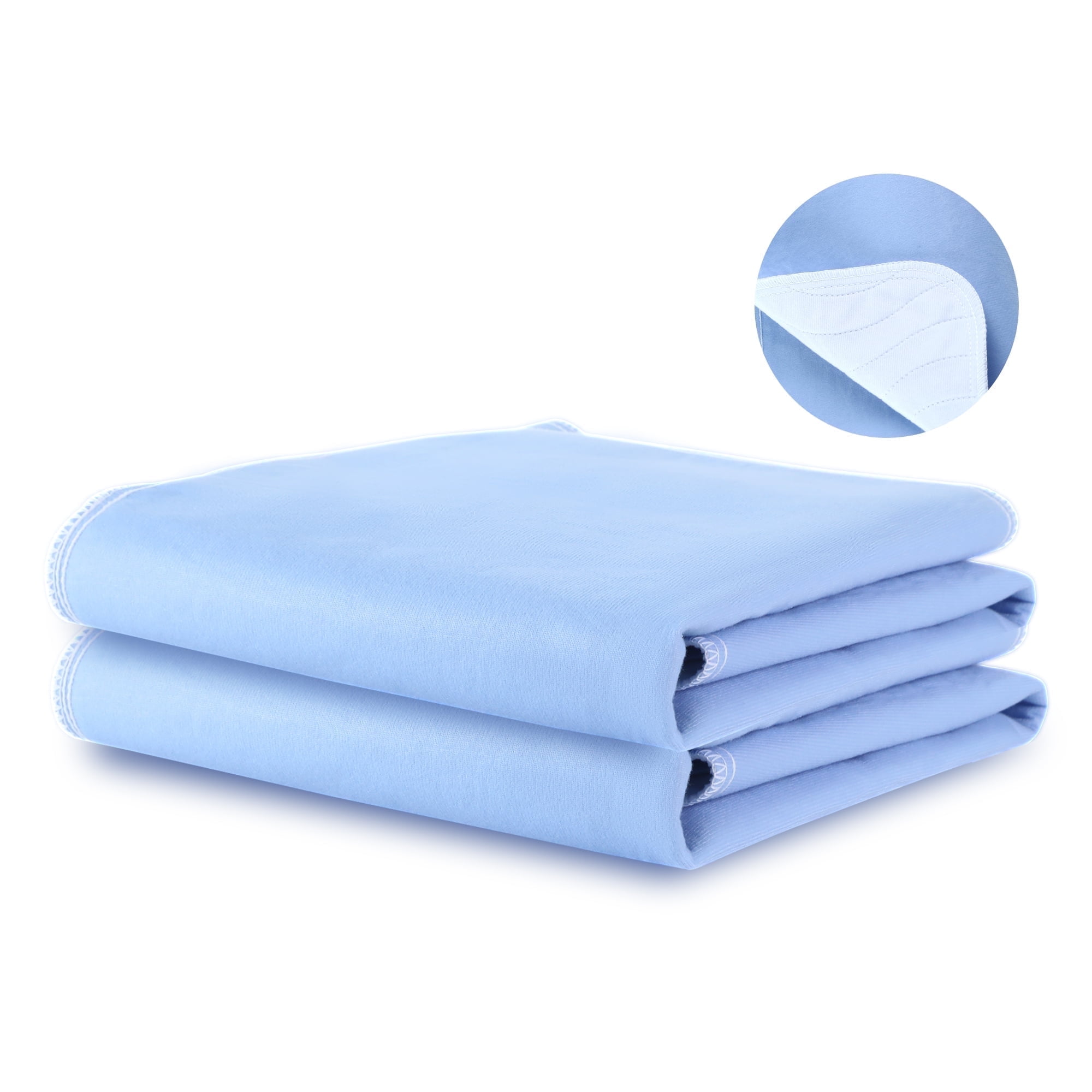 KEKOY 2Pack Reusable & Washable Incontinence Bed Pads 34x36inch, Absorbent Waterproof Protection Underpads, Pee Pads for Adults, Blue