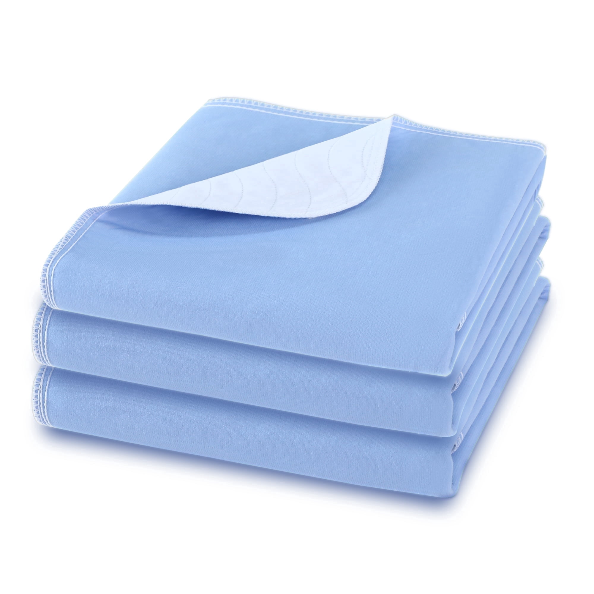 KEKOY 3 Pack Washable Bed Pads for Incontinence Reusable, 4 Layer Waterproof Absorbent Incontinence Bed Pads, Pee Pads for Adults, Dogs, Pets, 18*24"