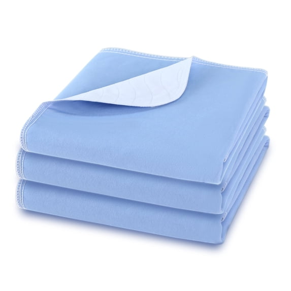 KEKOY 3 Pack Washable Bed Pads for Incontinence Reusable, 4 Layer Waterproof Absorbent Incontinence Bed Pads, Pee Pads for Adults, Dogs, Pets, 18*24"
