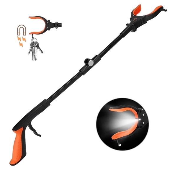 KEKOY 32" Foldable Reacher Grabber Tool with Light, FSA/HSA Eligible Trash Claw Grabber, Reaching Aid Tool for Trash Pick Up, Litter Picker, orange