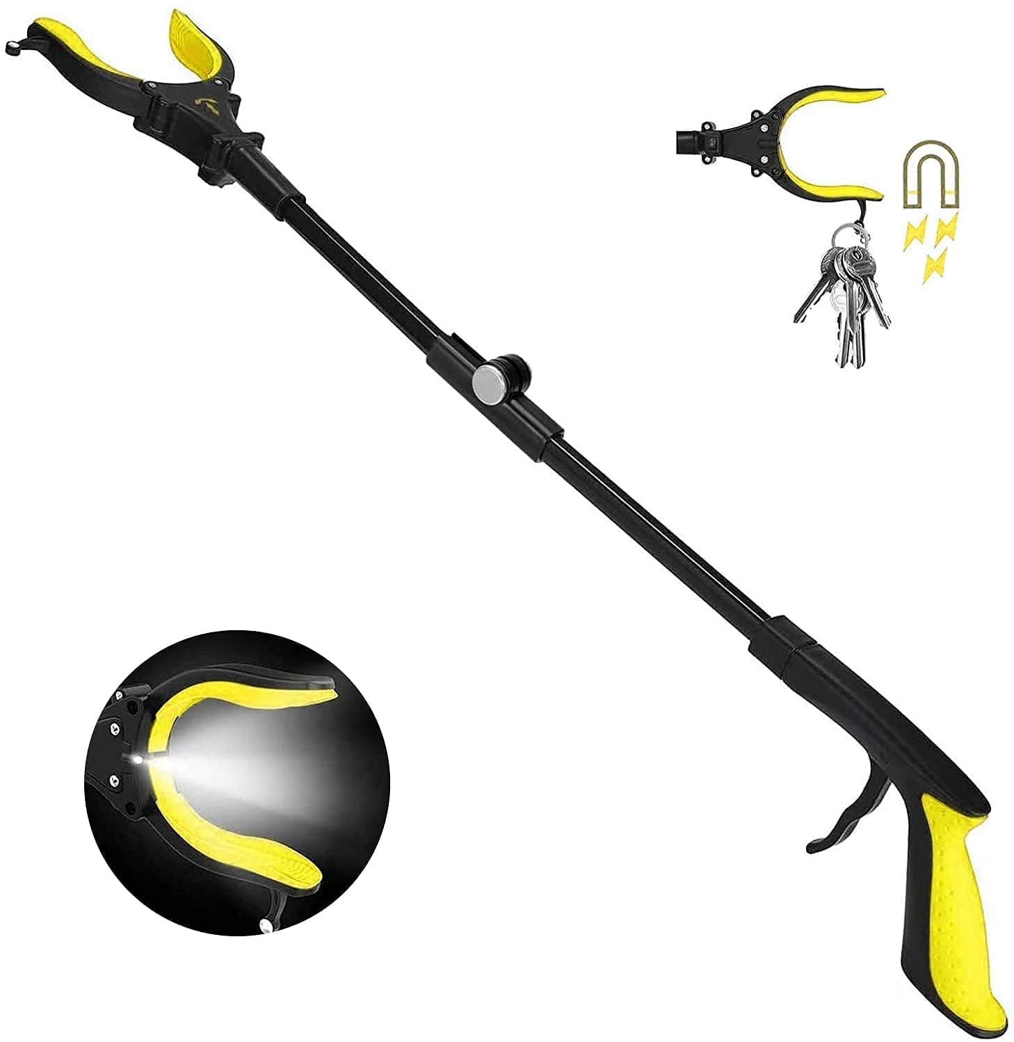 KEKOY 32" Foldable Reacher Grabber Tool with Light, FSA/HSA Eligible Trash Claw Grabber, Reaching Aid Tool for Trash Pick up, Nabber, Litter Picker
