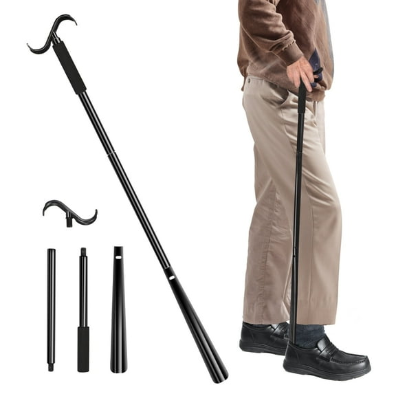 KEKOY 35" Detachable Shoe Horn with Long Handle, 3 in 1 Long Shoe Horn for Seniors with Sock Remover, Extra Long Dressing Stick Aid with Foam Handles