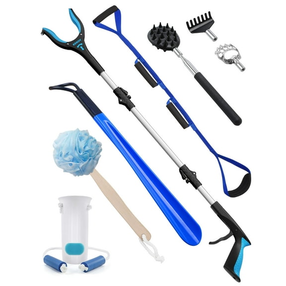KEKOY 8 Pcs Hip and Knee Replacement Kit, Hip Kit for Hip Surgery with 36" Reacher Grabber, Sock Aid, 42" Leg Lifter, Long Shoe Horn, Body Scrubber, Back Scratcher, Daily Living Aids for Mobility