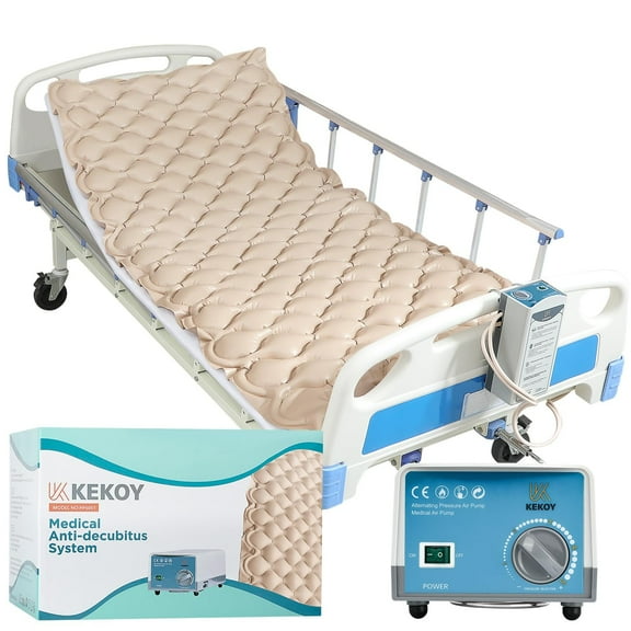 KEKOY Alternating Pressure Mattress with Quiet Electric Pump, Air Mattress for Bed Sore & Ulcer Prevention, Air Pad for Hospital Bed and Home Use, Beige
