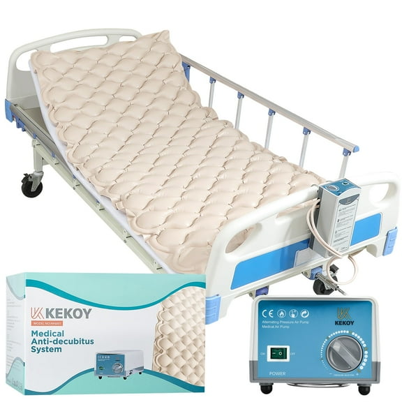 KEKOY Alternating Pressure Mattress with Quiet Electric Pump, Air Mattress for Bed Sore & Ulcer Prevention, Air Pad for Hospital Bed and Home Use, Beige