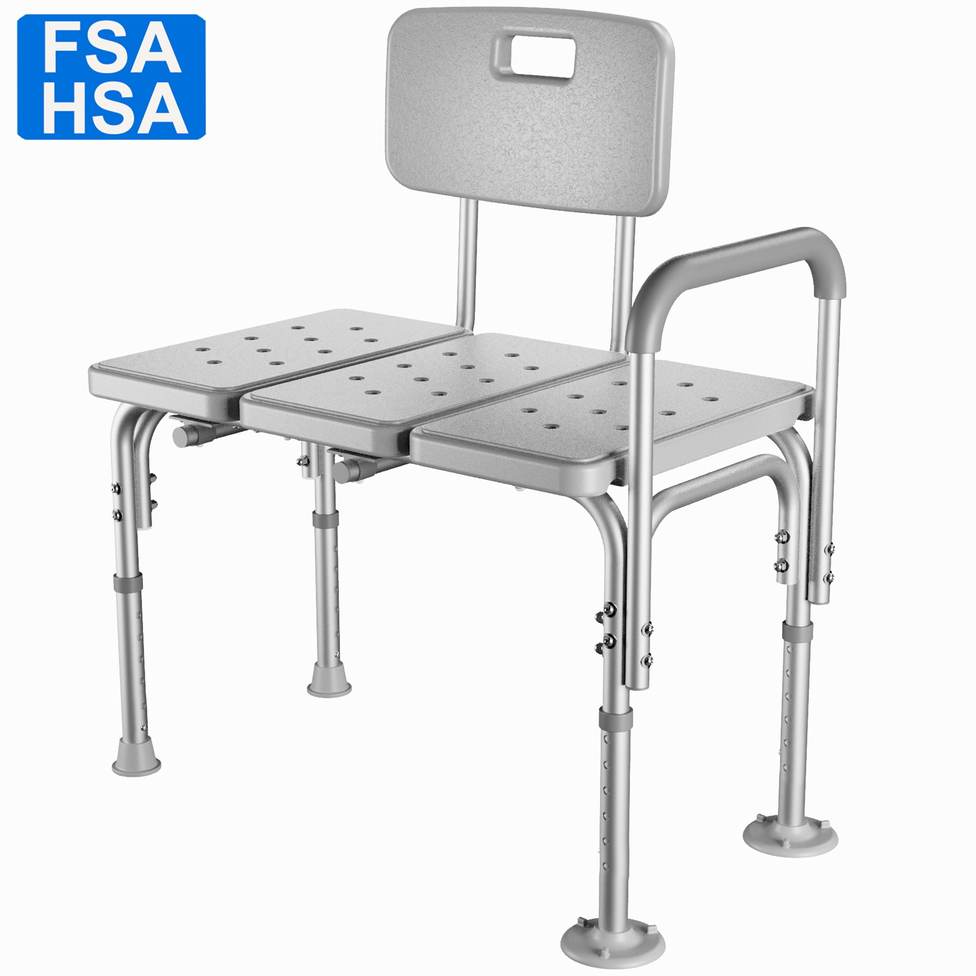KEKOY Shower Transfer Bench for Bathtub 300LBs, FSA/HSA Eligible Tub Bath Shower Chair Seat, Height Adjustable Shower Stool for Elderly, Disabled, White