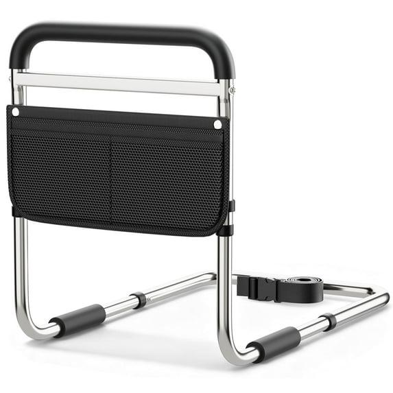 Kekoy Black bed rail for seniors, 21.7in H x 31in W x 16in D, with adjustable leg and storage bag