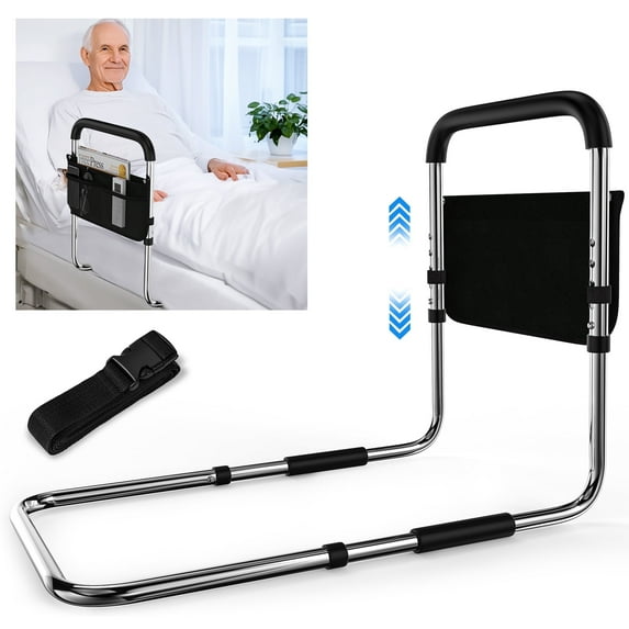 KEKOY Bed Rails for Elderly Adults Safety Adjustable Bed Guard Assist Rail Bedside Bar Grab with Free Storage Bag and Fixing Strap
