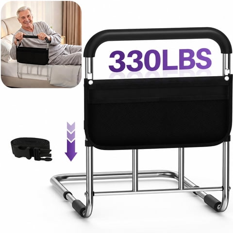 KEKOY Bed Rails for Seniors Safety Guard with Leg Adjustable, Bed Assist Rail for Elderly Adults with Free Storage Bag and Fixing Strap