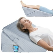 KEKOY Bed Wedge Pillow for Sleeping, Adjustable Height to 9-12 inches, Memory Foam Pillows with Washable Cover, Gray