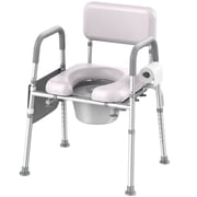 Kekoy Bedside Commode Chair with Padded Seat and Backrest, Aluminum Commode Toilet for Adults, Seniors, Disabled, Adjustable Height, Includes Potty Bucket & Splash Guard, 400lbs Capacity