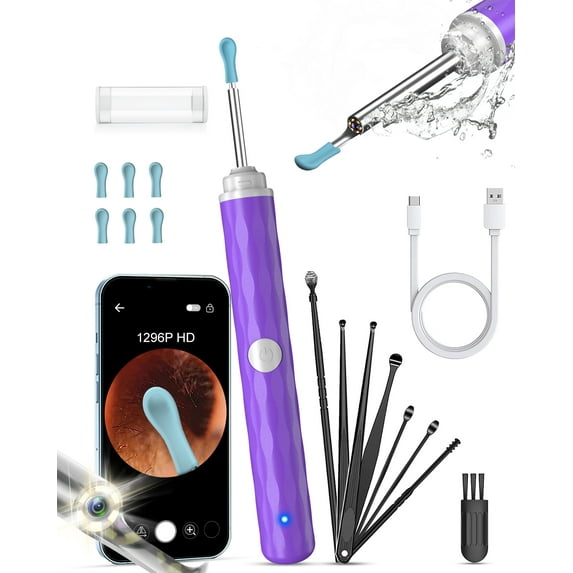 KEKOY Ear Cleaning Kit,1296P Ear Camera and Wax Removal, Wireless Otoscope with 13 Pieces Accessories