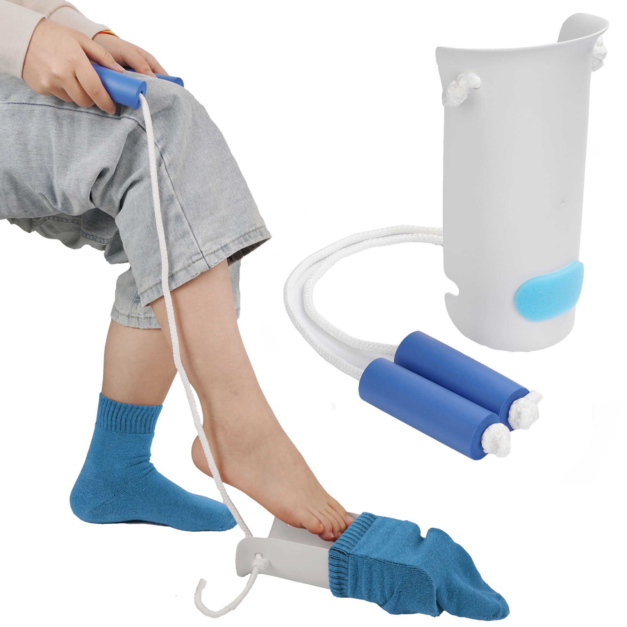 KEKOY Easy on and off Sock Aid, Pulling Assist Device Sock Helper Aide Tool with Foam Handles