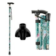 KEKOY Folding Cane, 5-Level Adjustable Height Walking Stick Lightweight Walking Cane for Men & Women - Foldable, Adjustable, Collapsible, Free Standing Cane with 2 Cane Tips