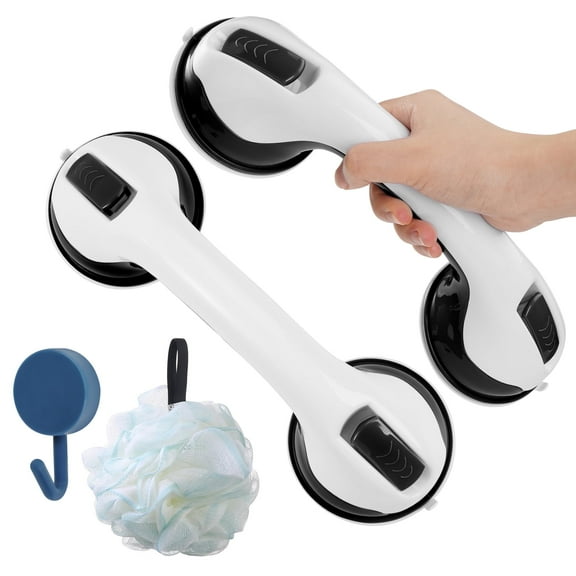 KEKOY 2 Pack Grab Bars for Bathroom, Safety Bars for Shower with Shower Pouf and Hook, Bathroom Grab Bar for Seniors, Elderly, Handicap