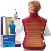 KEKOY Heating Pad for Back, Neck & Shoulders Pain Relief, Wearable Electric Heat Pad with Detachable Belt, 4 Heat Settings, 2-Hour Auto Shut-Off, Fast Heating, 