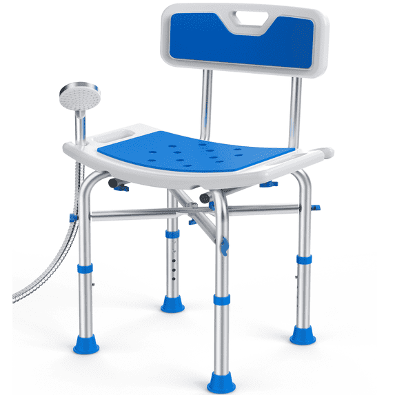 KEKOY Shower Chair with Back 500lb, Height Adjustable Bath Chair for Shower, Heavy Duty Bath Stool for Tub for Elderly, Senior, Handicap, Tool-Free Assembly