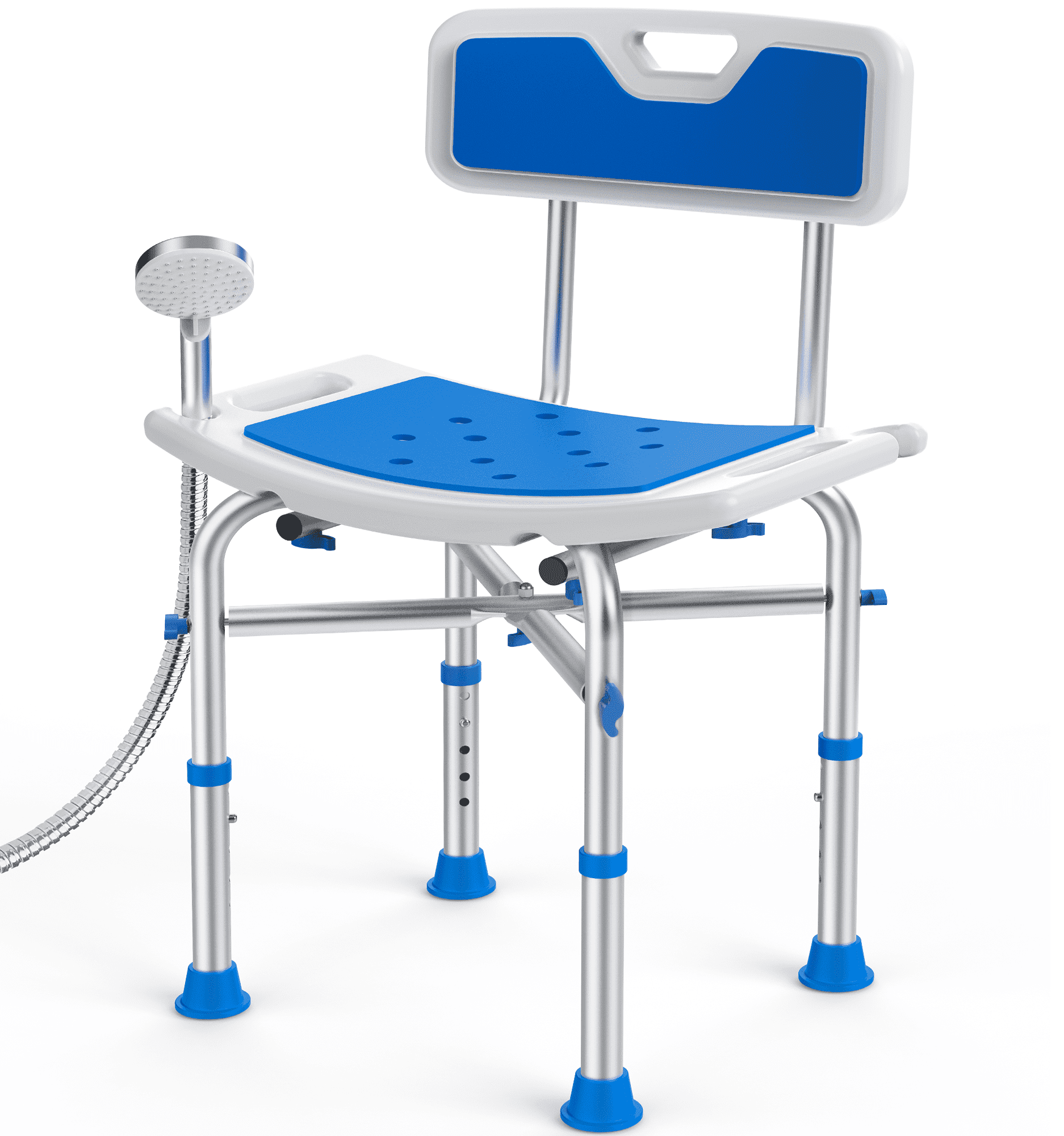KEKOY Heavy Duty Shower Chair with Back 500lb, Height Adjustable Padded Bath Seat, Shower Bench Bathtub Stool for Elderly, Senior, Handicap & Disabled, Tool-Free Assembly