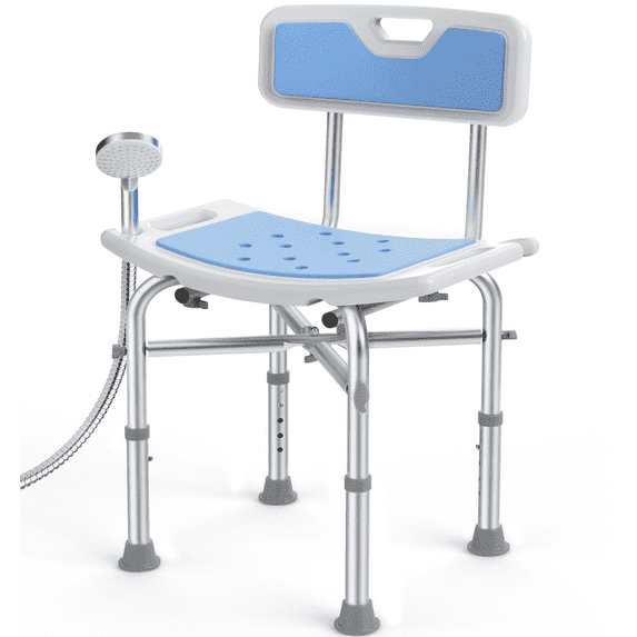 KEKOY Shower Chair with Back 500lb, Height Adjustable Shower Stool, Padded Heavy Duty Bath Chair Seat for Elderly, Senior, Handicap, Tool-Free Assembly