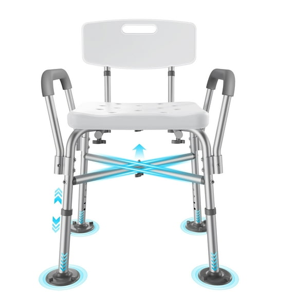 KEKOY Heavy Duty Shower Chair for Inside Shower, FSA/HSA Eligible 550LBs Bath Chair with Back and Arms, Medical Shower Seat with Large Suction Cups, Reinforced Crossing Bar for Elderly and Disabled