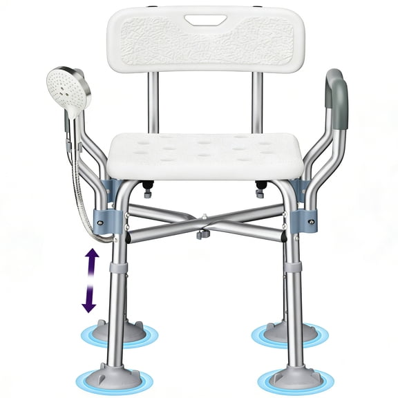 KEKOY Heavy Duty Shower Chair for Inside Shower, FSA/HSA Eligible 550LBs Bath Chair with Back and Arms, Medical Shower Seat with Large Suction Cups, Reinforced Crossing Bar for Elderly and Disabled