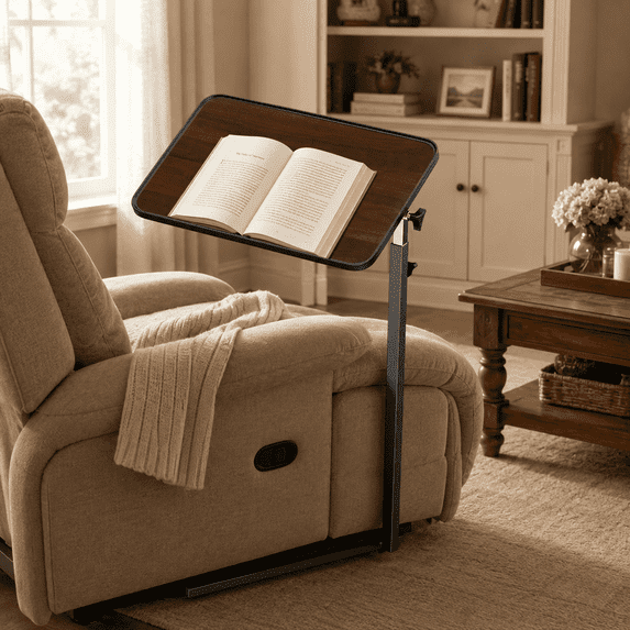 Kekoy Overbed Table with Wheels, 90° Tilting Tabletop and Adjustable Height, Rolling Hospital Bedside Table for Reading, Laptop Work and Post-Surgery Recovery