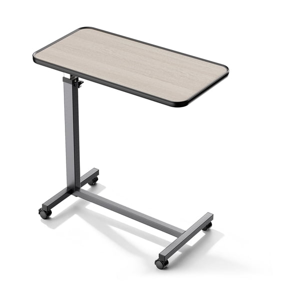 KEKOY Overbed Table with Wheels, One-Touch Height Adjustable Rolling Hospital Bedside Table, Stable Bed Tray for Eating, Reading, Elderly Home Care and Hospital Use