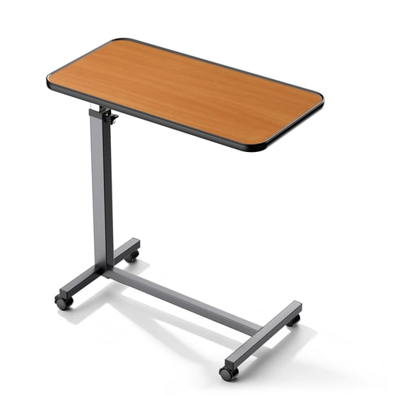 KEKOY Overbed Table with Wheels, Easy Height Adjustable Bedside Table for Bed for Elderly, Rolling Bed Tray Table for Eating & Reading, Stable Support for Medical Home Care and Hospital Use