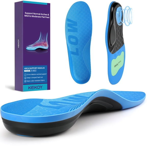 KEKOY Orthotic Insoles for Men & Women, Heavy Duty Arch Support Shoe Inserts for Plantar Fasciitis, Mild Flat Feet, Deep Heel Cup & Shock Absorption