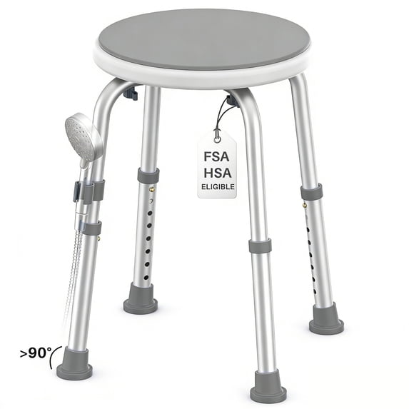KEKOY Adjustable Shower Stool, FSA/HSA Eligible Bath Stools for Inside Shower Anti-Slip Round Plastic Upgraded Bathroom Seats,Tool-Free Bath Chairs for Seniors
