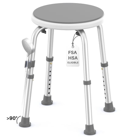 KEKOY Adjustable Shower Stool, FSA/HSA Eligible Bath Stools for Inside Shower Anti-Slip Round Plastic Upgraded Bathroom Seats,Tool-Free Bath Chairs for Seniors